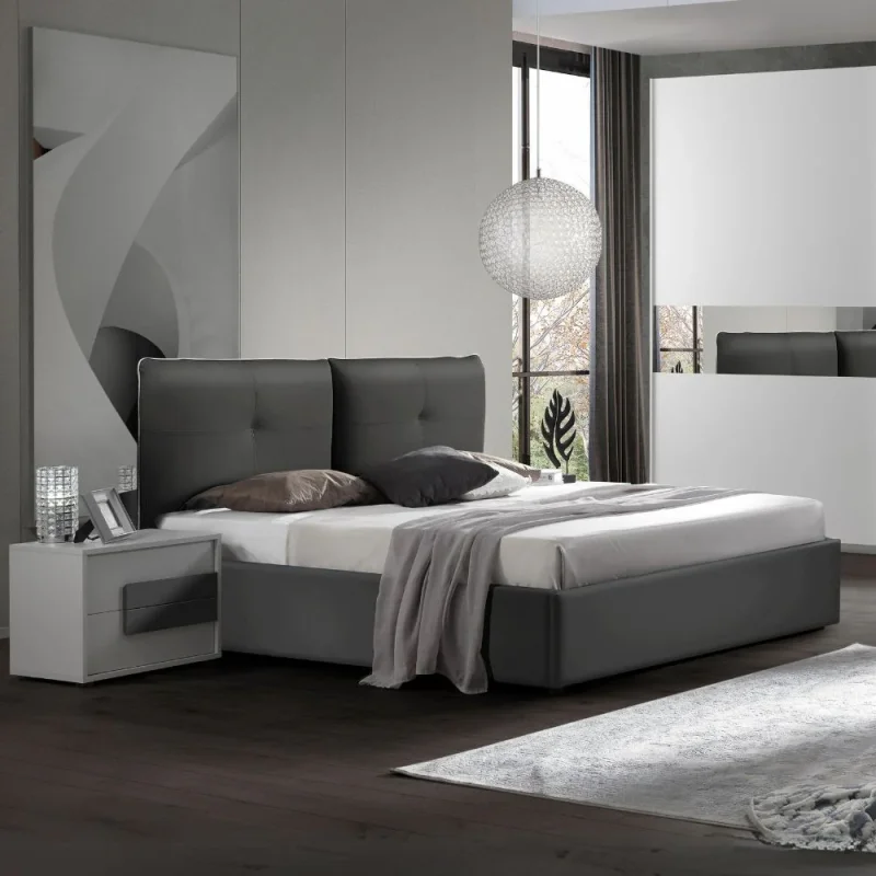 Camera da letto Manon con armadio 2 ante scorrevoli colore bianco e grigio - Image 6