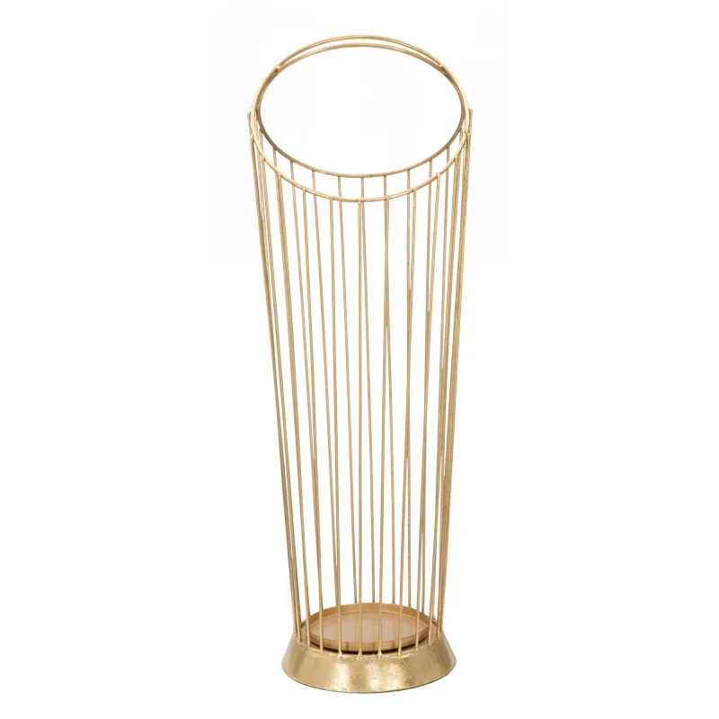 Portaombrelli struttura in acciaio dorato, con linee minimali, colore oro, Misure 23 x 68,5 x 26,5 cm - Image 3