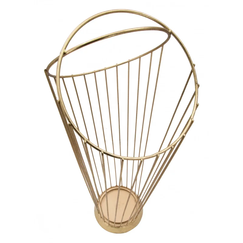 Portaombrelli struttura in acciaio dorato, con linee minimali, colore oro, Misure 23 x 68,5 x 26,5 cm - Image 7