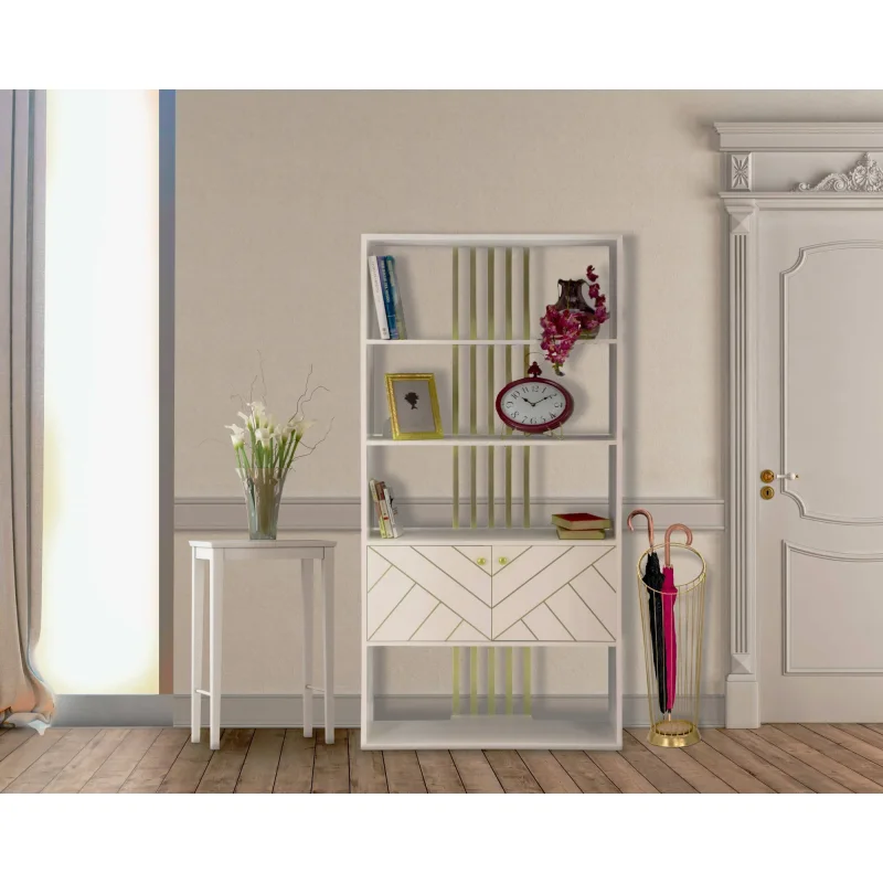 Portaombrelli struttura in acciaio dorato, con linee minimali, colore oro, Misure 23 x 68,5 x 26,5 cm - Image 9