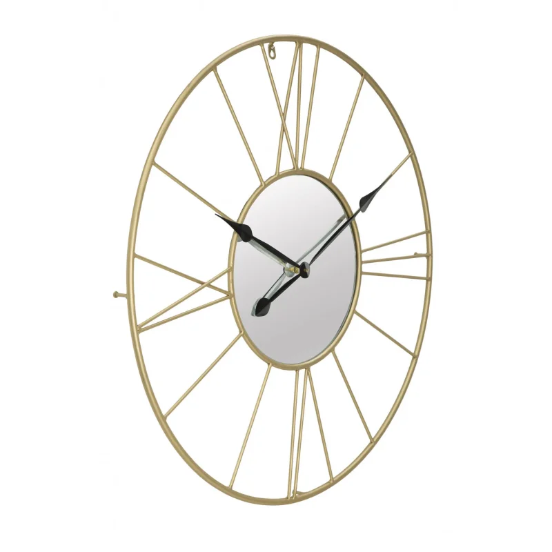 Orologio da parete in metallo e vetro dalle linee geometriche, colore oro, Misure 6 x 80 x 80 cm - Image 3