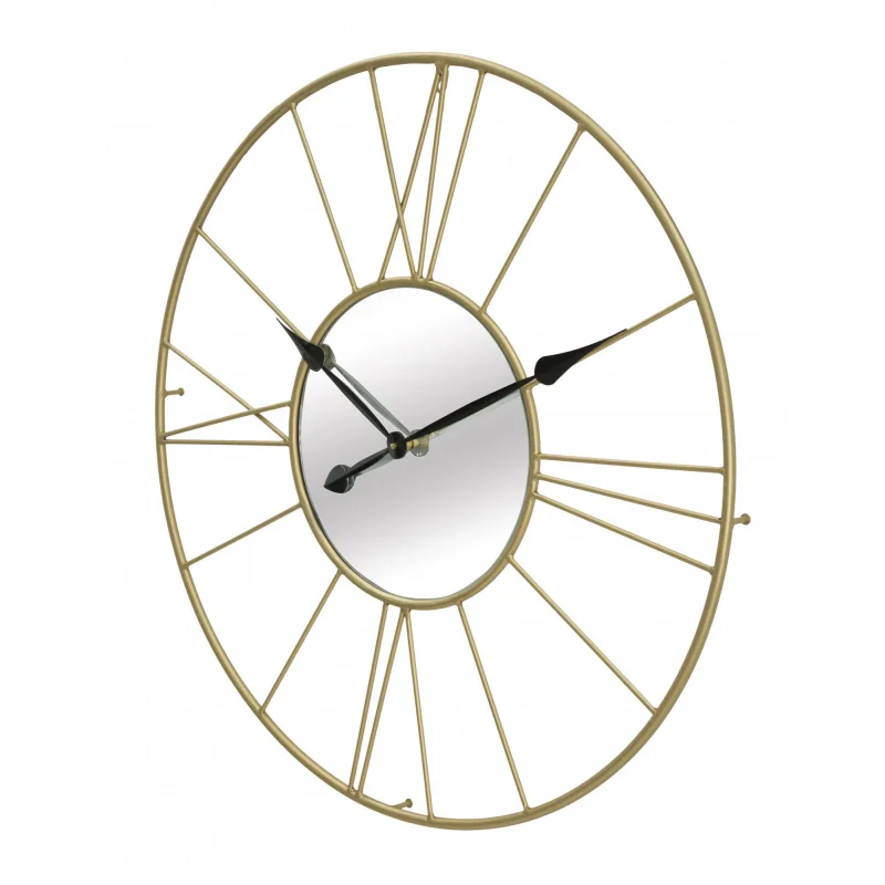 Orologio da parete in metallo e vetro dalle linee geometriche, colore oro, Misure 6 x 80 x 80 cm - Image 4