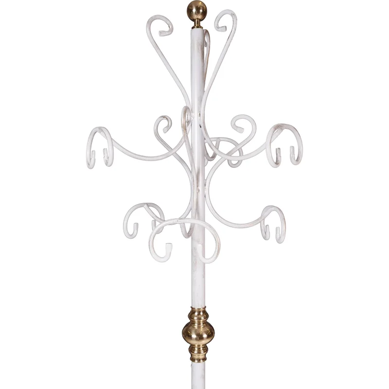 Appendiabiti in metallo pratico da ingresso, Classico attaccapanni, Made In Italy, Ometto con portaombrelli, Uomo Morto, cm 50x50h190, colore Bianco - Image 3