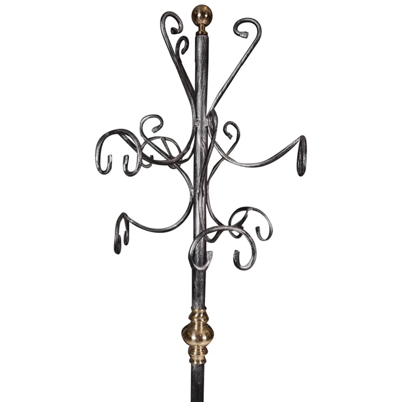 Appendiabiti in metallo pratico da ingresso, Classico attaccapanni, Made In Italy, Ometto con portaombrelli, Uomo Morto, cm 50x50h190, colore Argento - Image 6