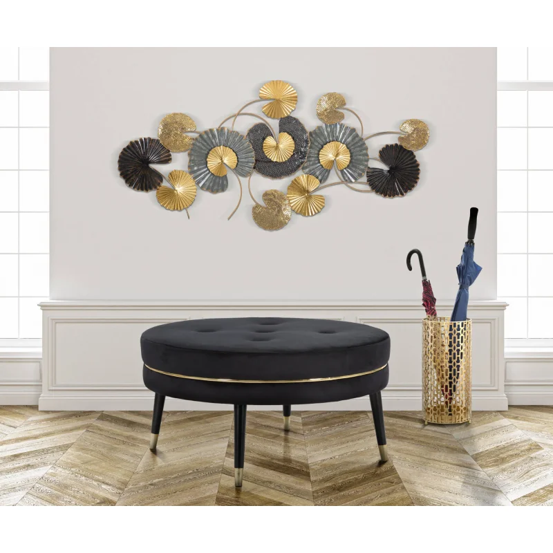 Portaombrelli rotondo, struttura in metallo dorato, colore oro, Misure 22,5 x 47,5 x 22,5 cm - Image 5