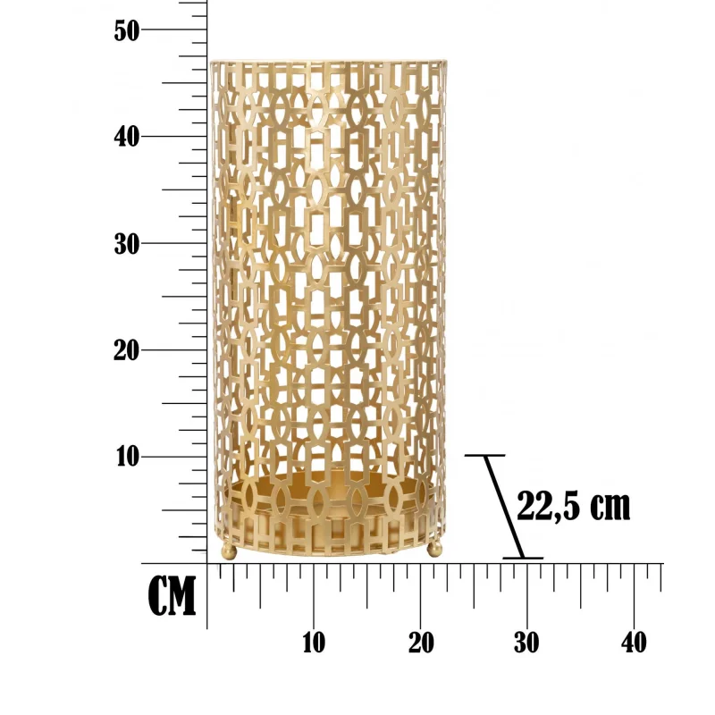 Portaombrelli rotondo, struttura in metallo dorato, colore oro, Misure 22,5 x 47,5 x 22,5 cm - Image 6