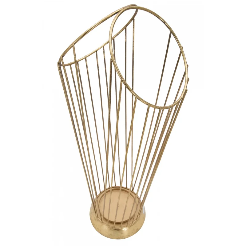Portaombrelli struttura in acciaio dorato, con linee minimali, colore oro, Misure 18,5 x 60 x 25,5 cm - Image 6