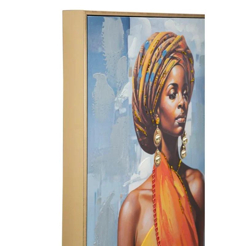 Dipinto su tela multicolore donna con cornice cm 52x4,5x152 - Image 3