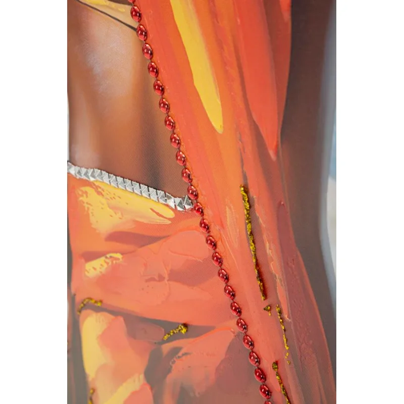 Dipinto su tela multicolore donna con cornice cm 52x4,5x152 - Image 4