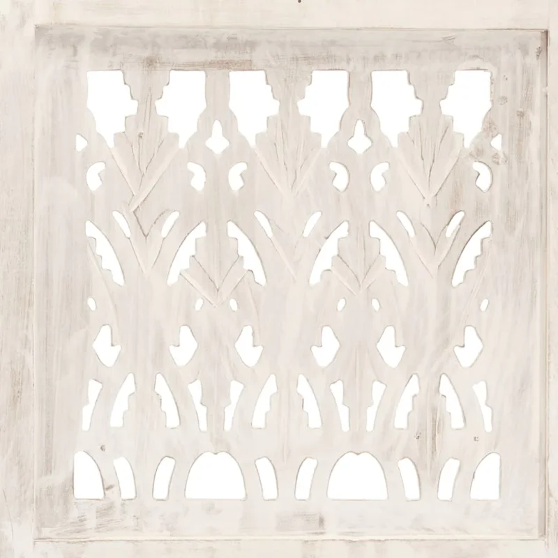 Divisorio 5 Pannelli Intagliato Bianco 200x165cm Mango Massello 285331 - Image 3