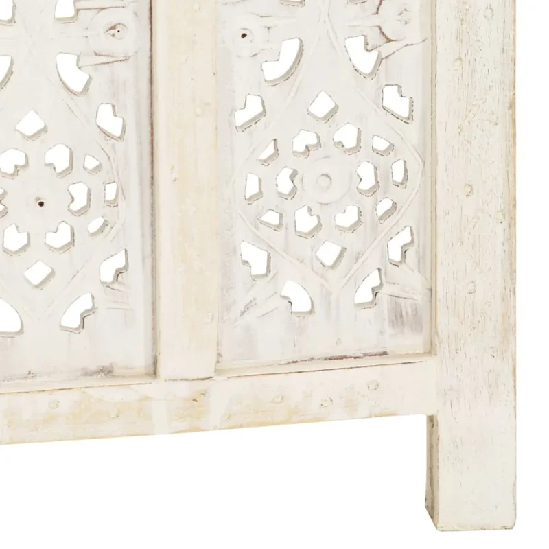 Divisorio 3 Pannelli Intagliato Bianco 120x165cm Mango Massello cod mxl 71036 - Image 5