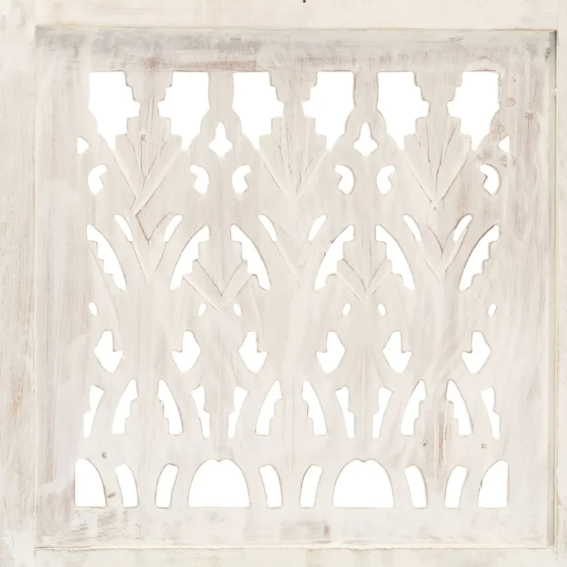 Divisorio 3 Pannelli Intagliato Bianco 120x165cm Mango Massello cod mxl 68997 - Image 3