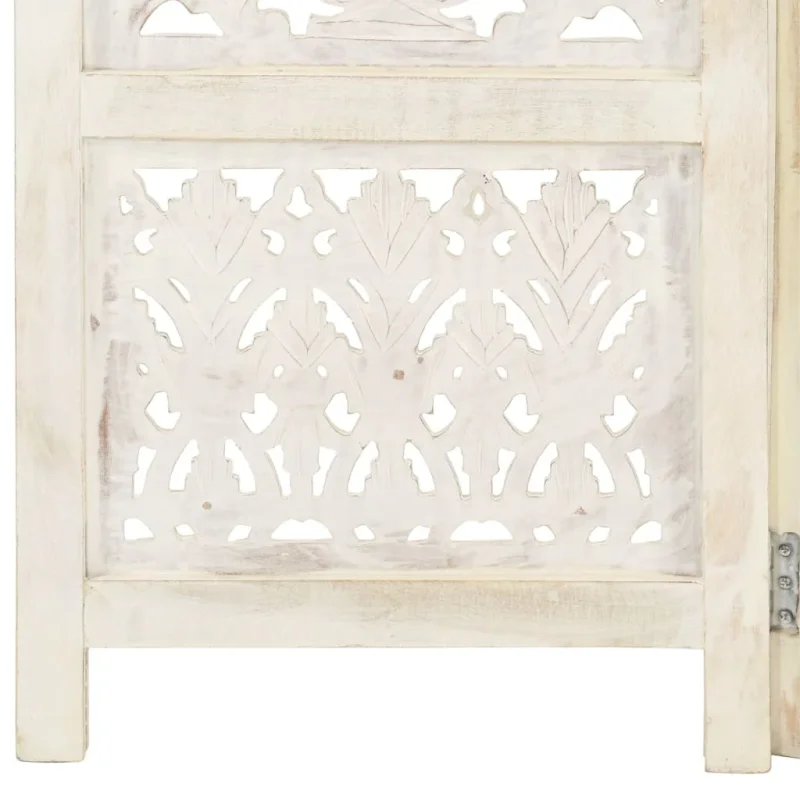 Divisorio 3 Pannelli Intagliato Bianco 120x165cm Mango Massello cod mxl 68997 - Image 5