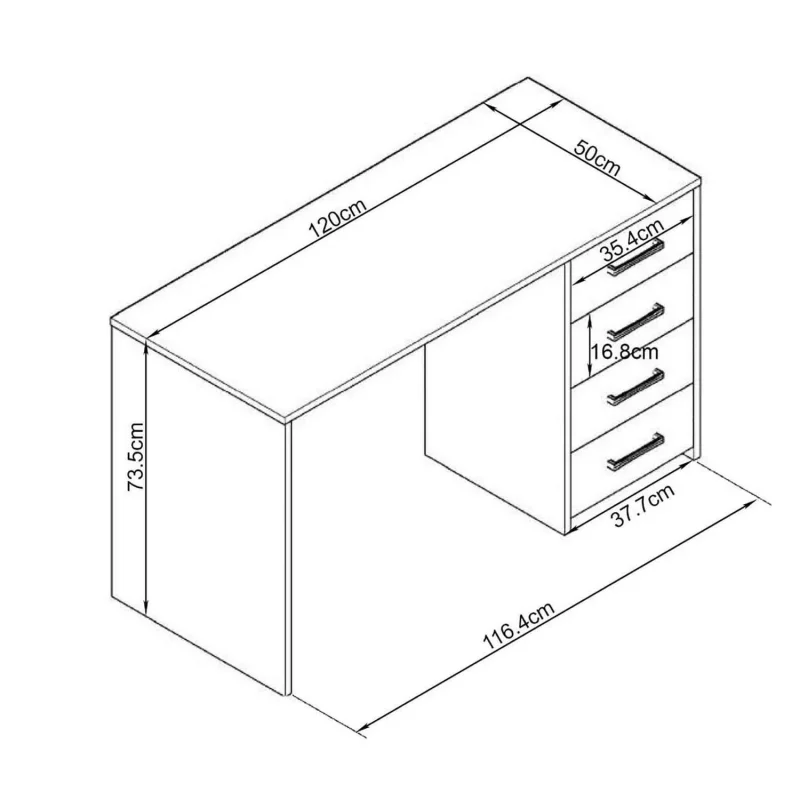 Scrivania porta PC con cassettiera di forma Rettangolare di colore Grigio effetto cemento mod. Topaz - Image 3
