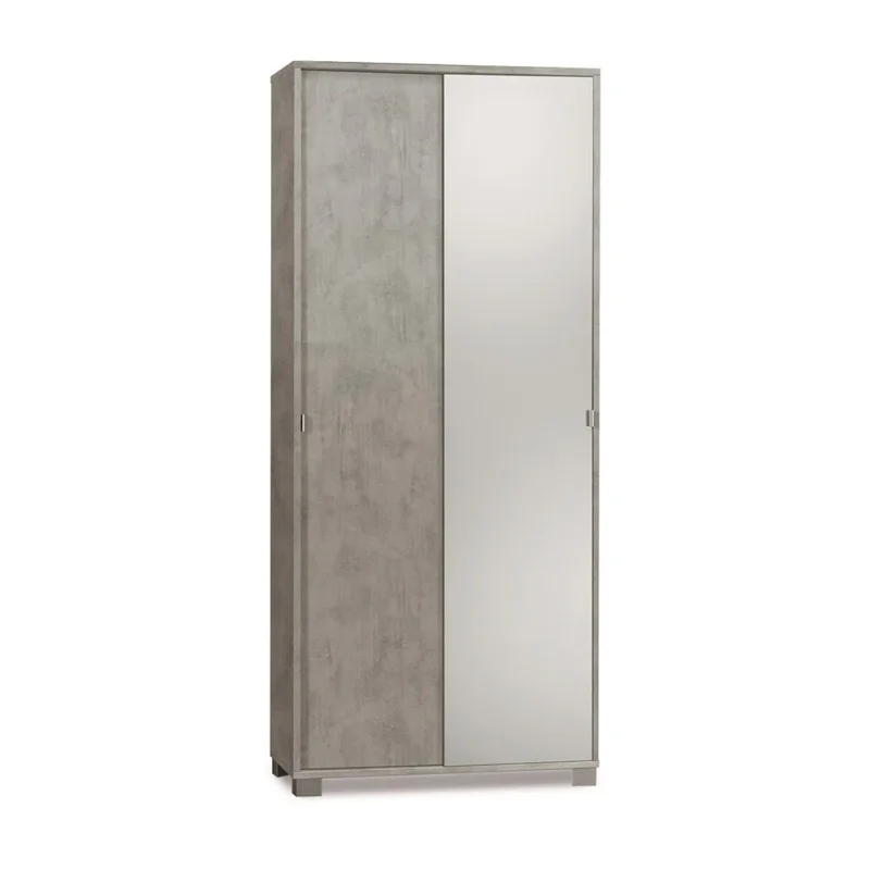 Armadio con 2 ante scorrevoli e Specchio naturale H190 L82 P41 Cm colore Cemento 798spk Sarmog - Image 3