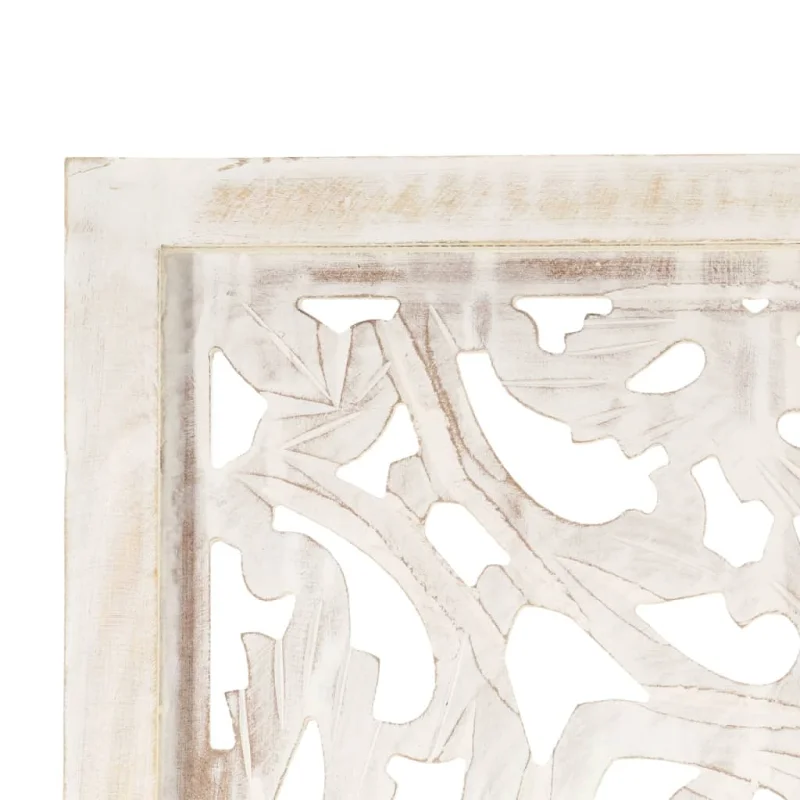 Divisorio 3 Pannelli Intagliato Bianco 120x165cm Mango Massello 285336 - Image 3