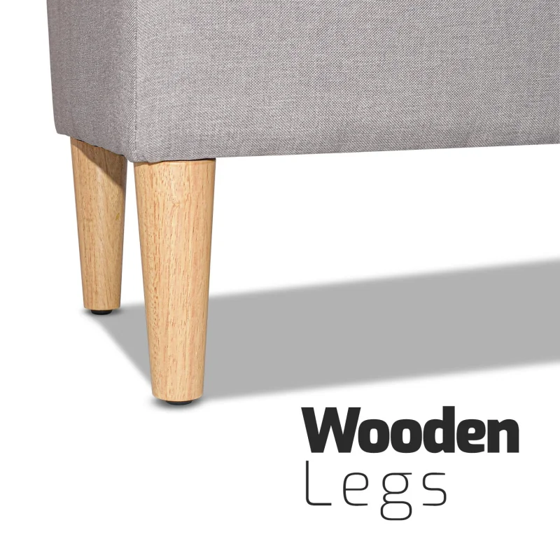 ISTANBUL - Cassapanca ottomana con contenitore da 42L. Panca fondoletto pouf in tessuto con seduta imbottita e piedi in legno di pino colore Tortora - Image 3