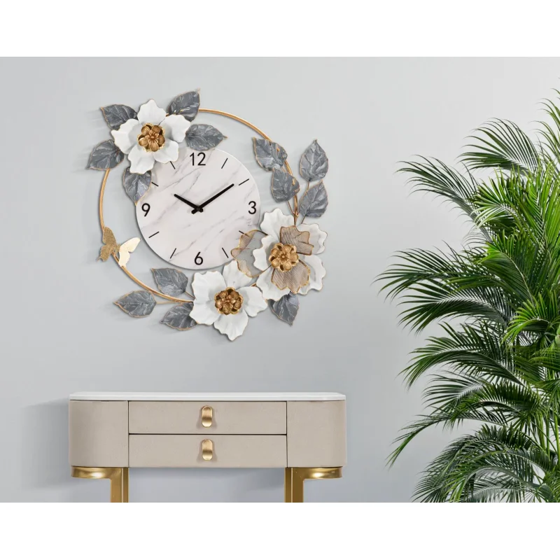 Orologio da parete con fiori in metallo multicolore cm 64x8x64 - Image 5