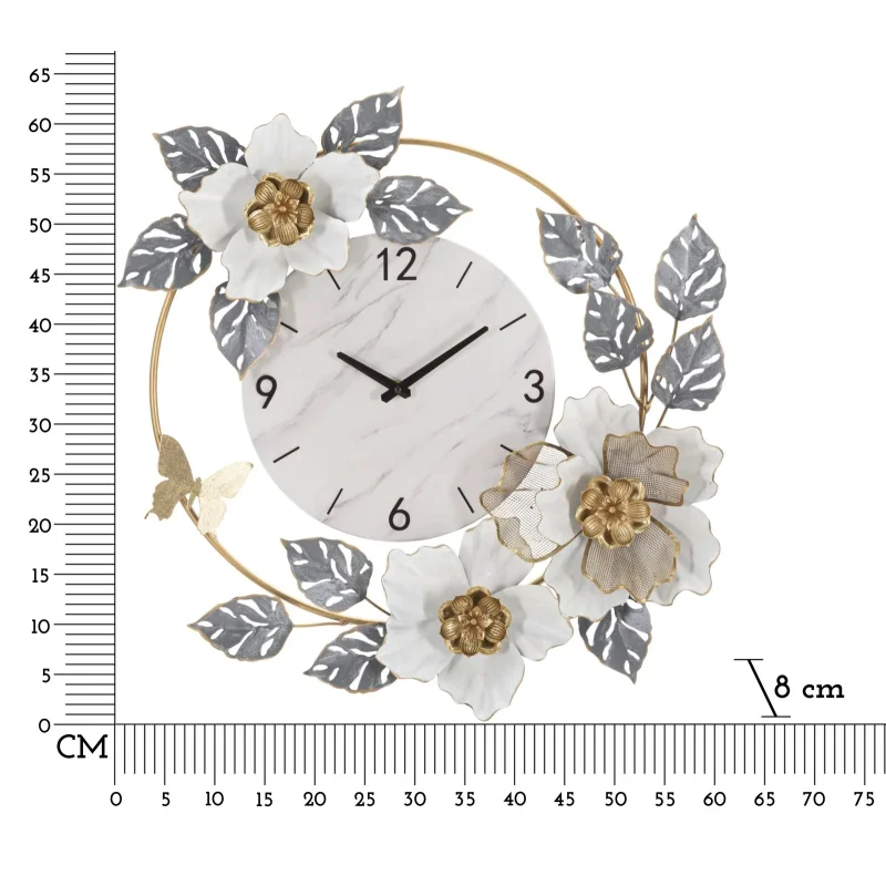 Orologio da parete con fiori in metallo multicolore cm 64x8x64 - Image 6