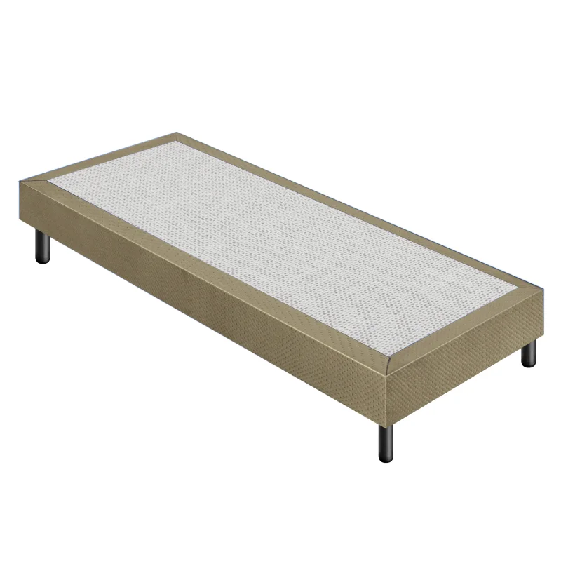 Letto Sommier Singolo 90x200 Tortora Rivestito - Resistente fino a 120 Kg per Persona