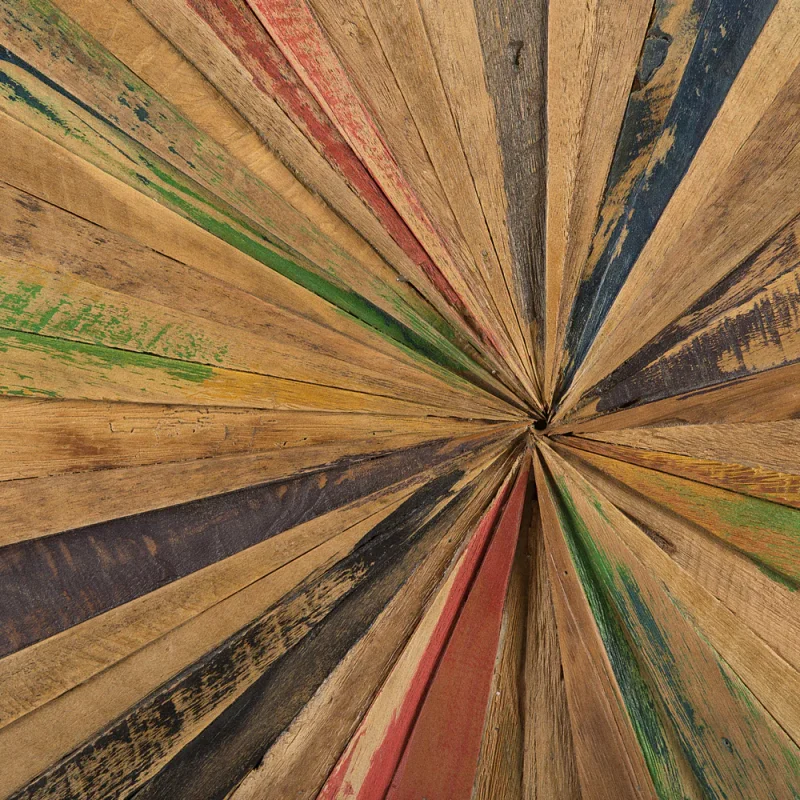 Decorazione da parete in legno di teak Multicolore 70 x 70 cm quadrato rustico - Image 3