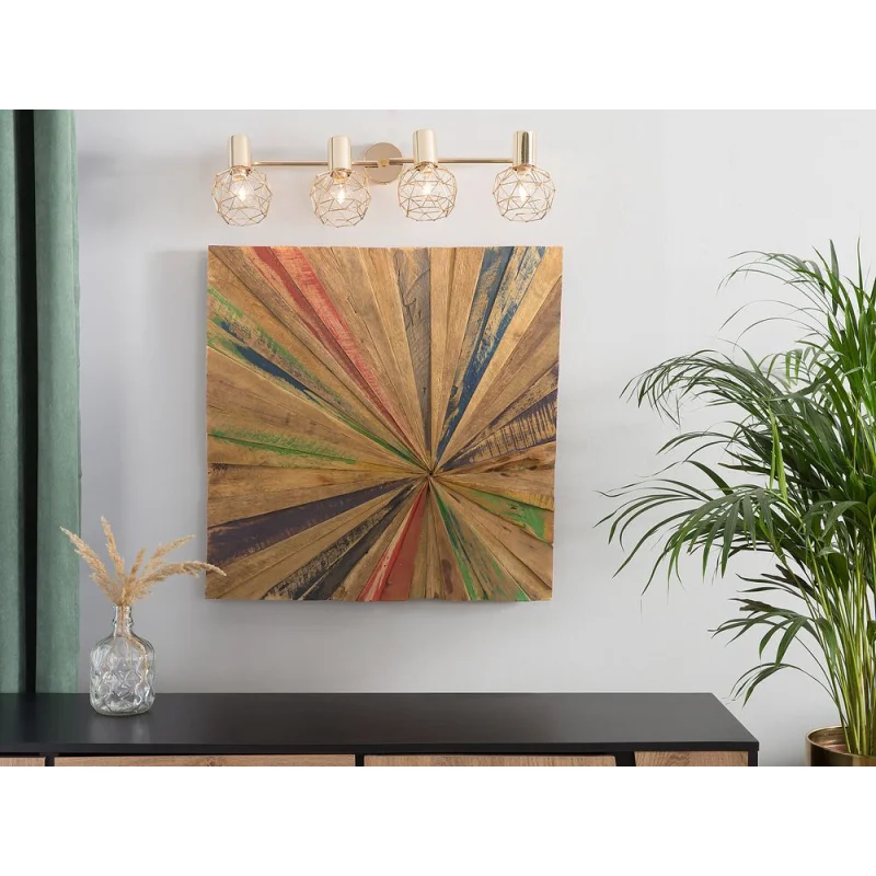 Decorazione da parete in legno di teak Multicolore 70 x 70 cm quadrato rustico - Image 4