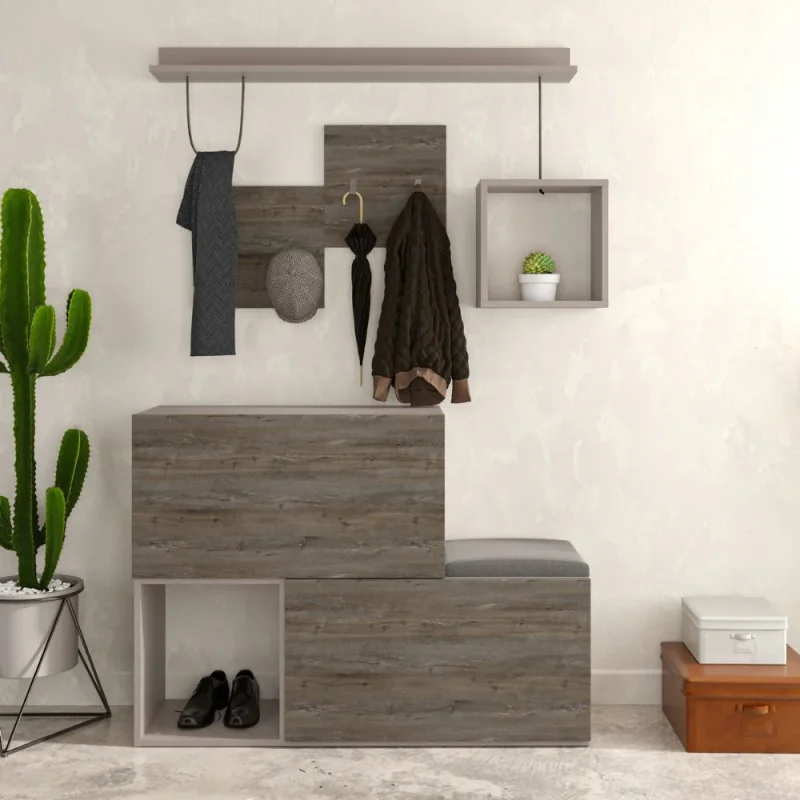 Mobile ingresso scarpiera Holdon colore tortora dark coffee EFFEZ - Image 4