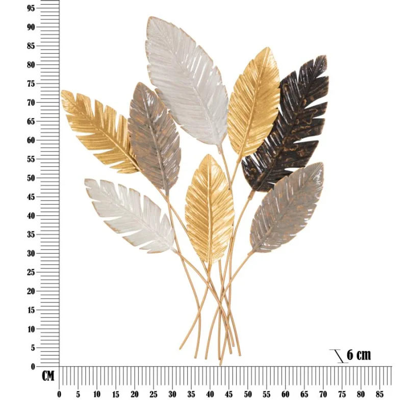 Pannello decorativo 3D foglie in metallo multicolore cm 73x6x93 - Image 6
