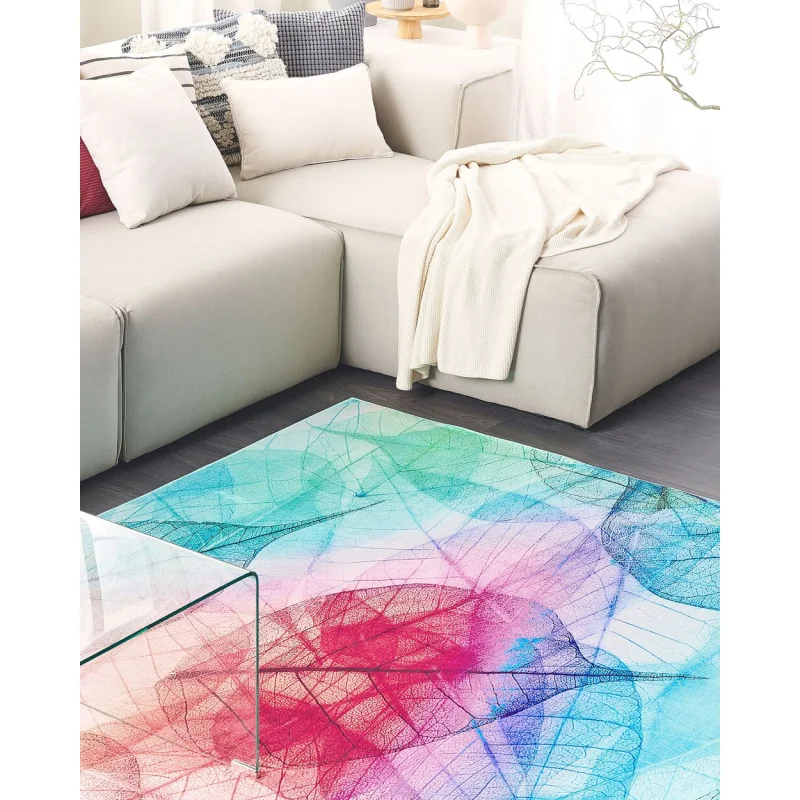 Tappeto Multicolore 160 x 230 cm Foglia Stampa pelo corto Moderno - Image 4