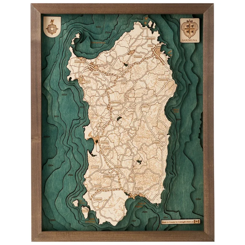 Mappa 3D con Cornice Sardegna S, Multicolore, Legno, 31x6x41 cm, CUTTING BROTHERS - Image 4
