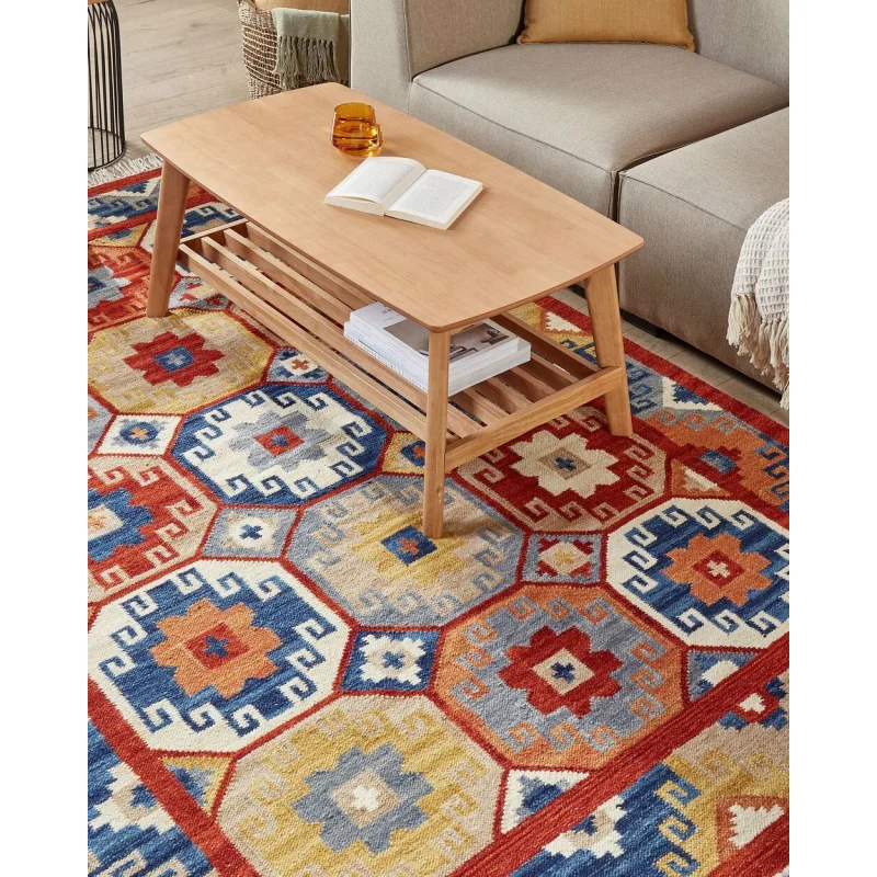 Tappeto kilim in lana multicolore fatto a mano orientale 160 x 230 cm nappe soggiorno camera da letto - Image 4