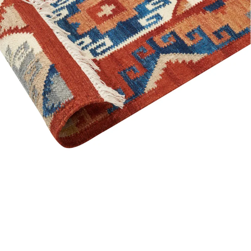 Tappeto kilim in lana multicolore fatto a mano orientale 160 x 230 cm nappe soggiorno camera da letto - Image 6
