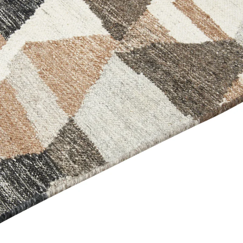 Tappeto di lana multicolore 160 x 230 cm kilim fatto a mano patchwork con nappe soggiorno camera da letto - Image 3