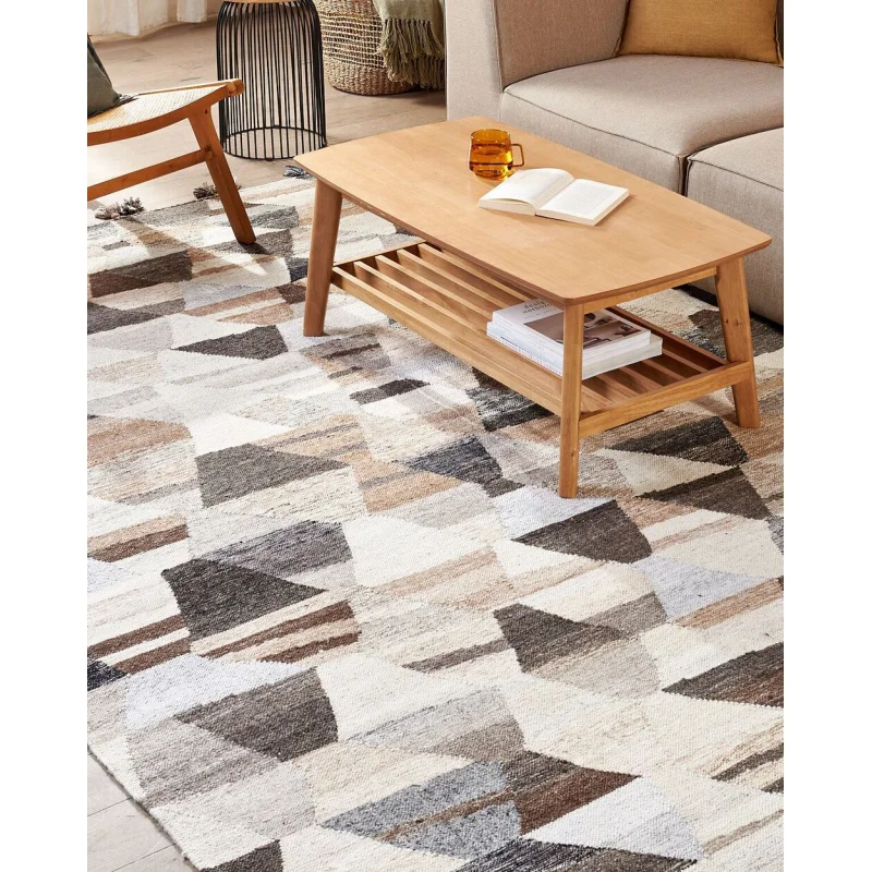 Tappeto di lana multicolore 160 x 230 cm kilim fatto a mano patchwork con nappe soggiorno camera da letto - Image 4