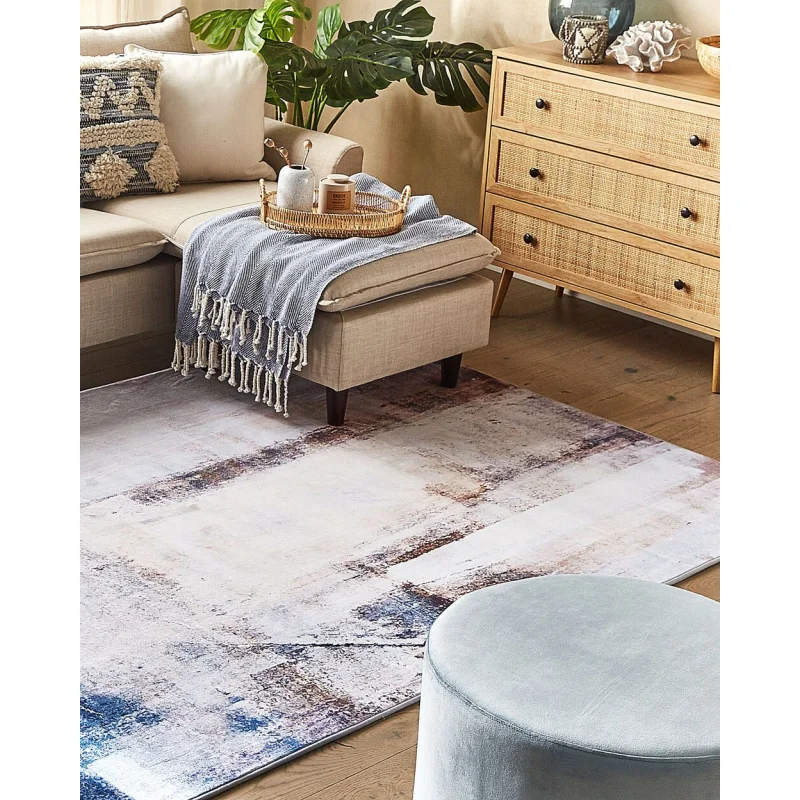 Tappeto beige multicolore 160 x 230 cm stampa 3d con pelo corto moderno - Image 3