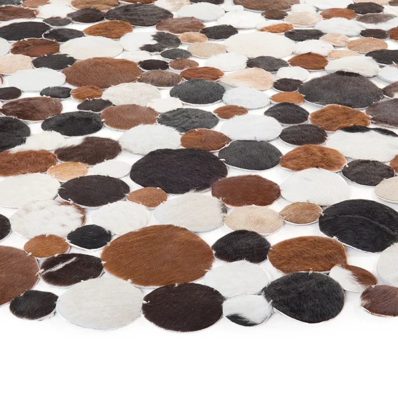 Tappeto Rotondo Pelle Multicolore ⌀ 140 cm Patchwork Lavorato a Mano - Image 3