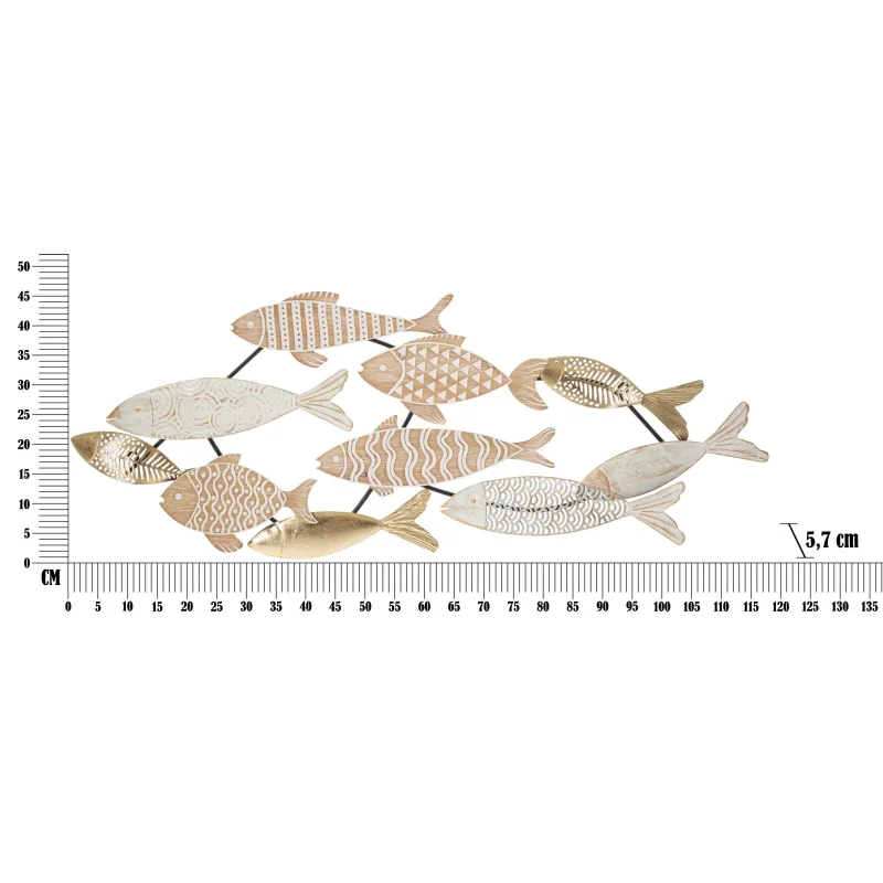Pannello decorativo 3D pesci in metallo multicolore cm 118x5,7x46,4 - Image 6