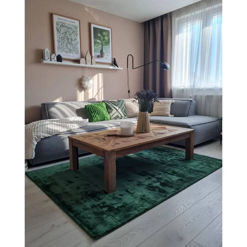 Tappeto tappetino di colore Verde Viscosa 160 x 230 cm Tufted pelo corto stile Moderno - Image 3