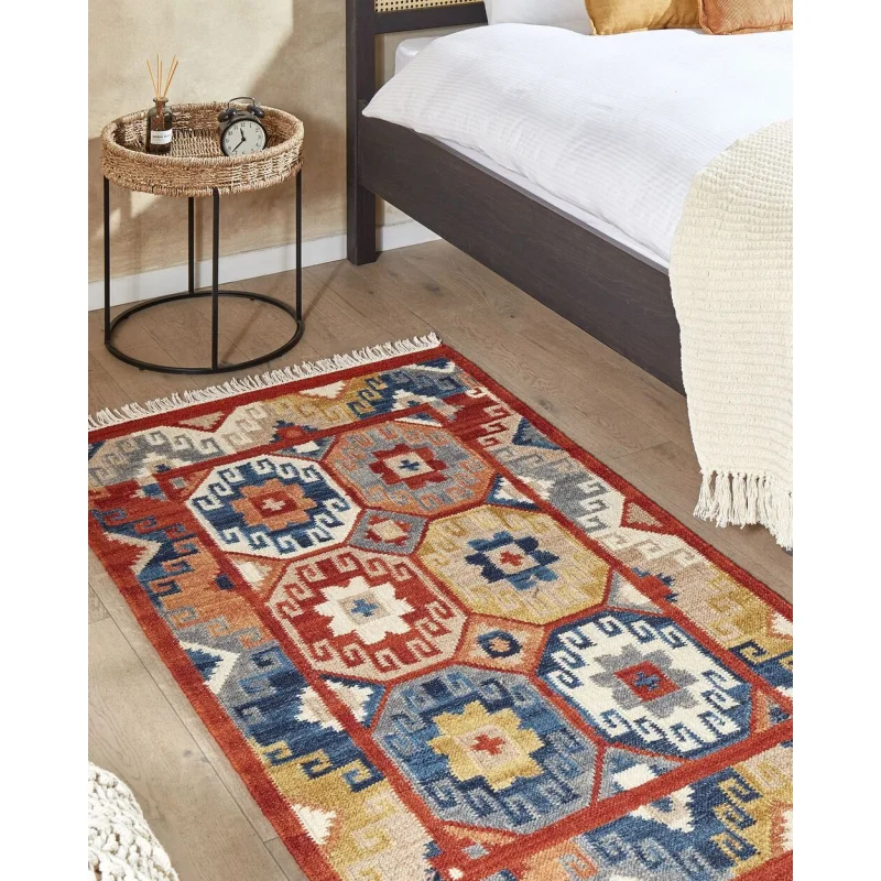 Tappeto kilim in lana multicolore fatto a mano orientale 80 x 150 cm nappe soggiorno camera da letto - Image 4