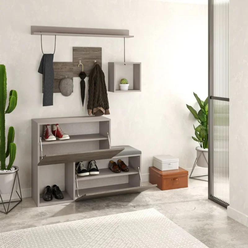 Mobile ingresso scarpiera Holdon colore tortora dark coffee - Image 3
