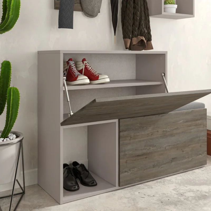 Mobile ingresso scarpiera Holdon colore tortora dark coffee - Image 4