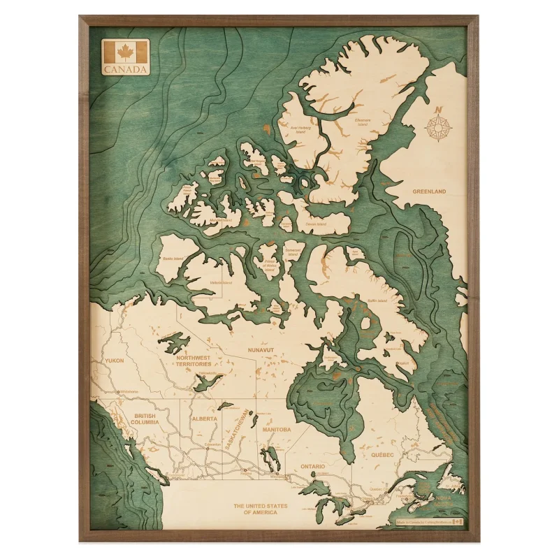 Mappa 3D con Cornice Canada, Multicolore, Legno, 61x6x81 cm, CUTTING BROTHERS - Image 4