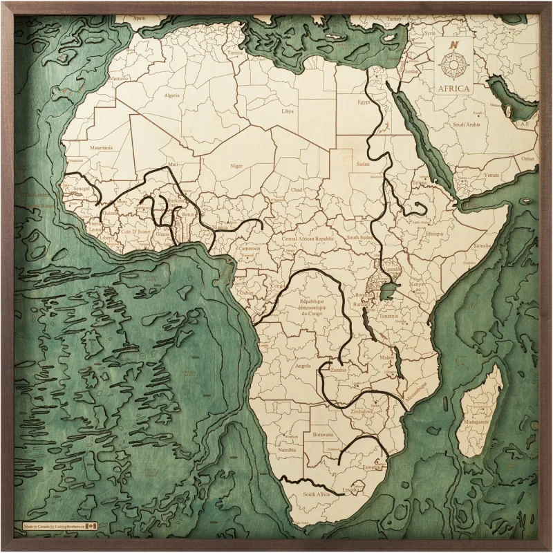 Mappa 3D con Cornice Africa, Multicolore, Legno, 76x6x76 cm, CUTTING BROTHERS - Image 5