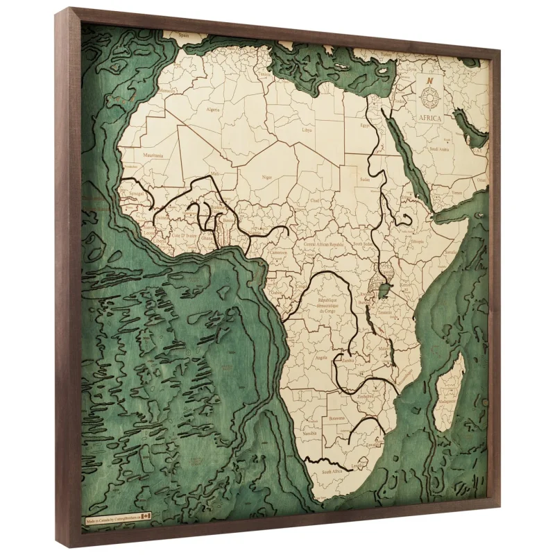 Mappa 3D con Cornice Africa, Multicolore, Legno, 76x6x76 cm, CUTTING BROTHERS - Image 6