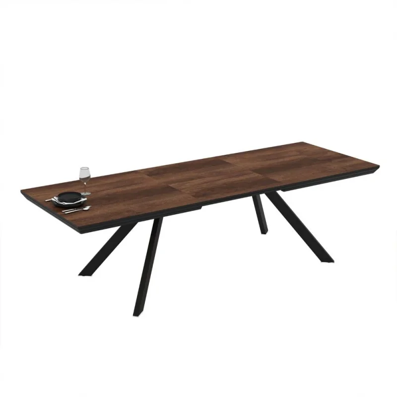 Tavolo allungabile piano colore noce e gambe in metallo Corin 200x100x77H - Image 4