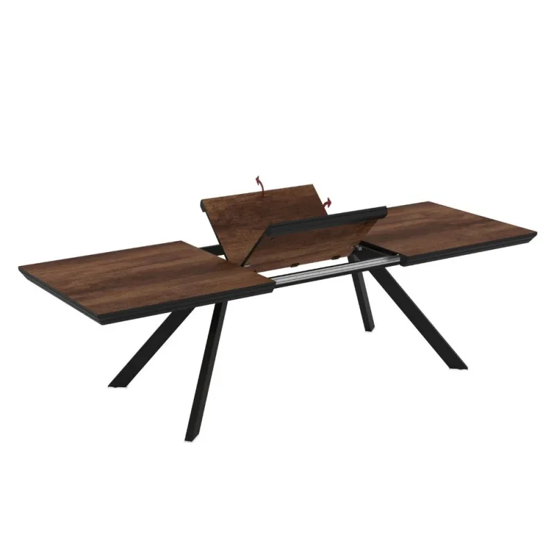 Tavolo allungabile piano colore noce e gambe in metallo Corin 200x100x77H - Image 5