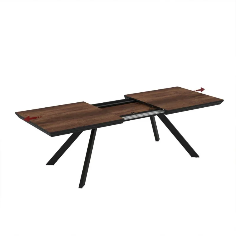 Tavolo allungabile piano colore noce e gambe in metallo Corin 200x100x77H - Image 6
