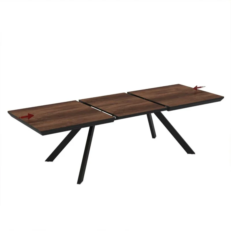 Tavolo allungabile piano colore noce e gambe in metallo Corin 200x100x77H - Image 7