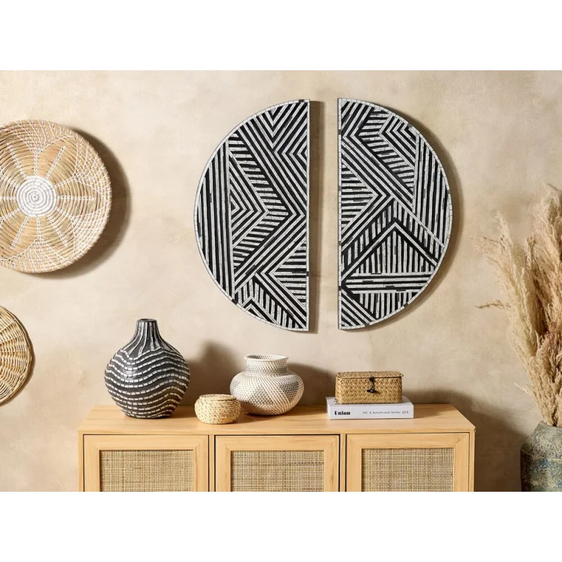 Decorazione murale geometrica in bianco e nero con motivo a semicerchi di vetro Modernamente minimalista - Image 4