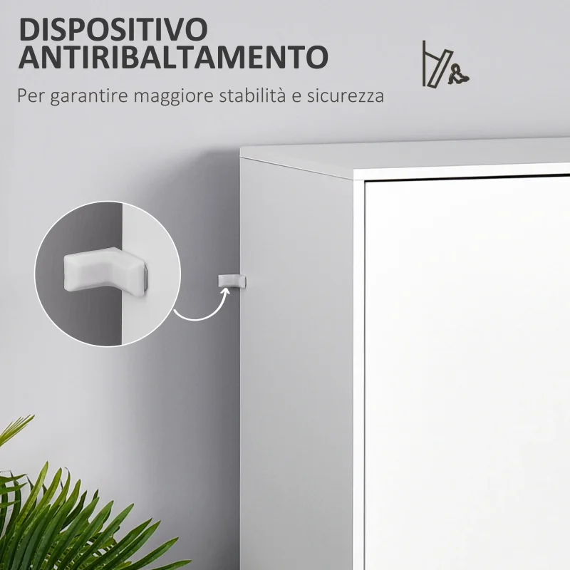 EASYCOMFORT Armadio a Due Ante in Legno con 1 Ripiano, 1 Appendiabiti, 2 Cassetti con Maniglie Intagliate, Bianco 80x40x180cm - Image 5